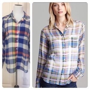 Silk! Equipment BRETT SLIM FIT SILK SHIRT blue